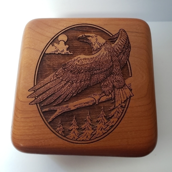 Eagle Coaster Set 4 Wilderness Wood Laser Cut Etched With Lined Box - Picture 2 of 8